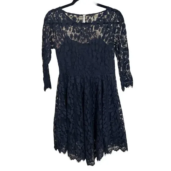 Free People Whimsygoth Mini Dress Size 2 Witchy Grunge Asymmetric Dark Romantic - Picture 2 of 12
